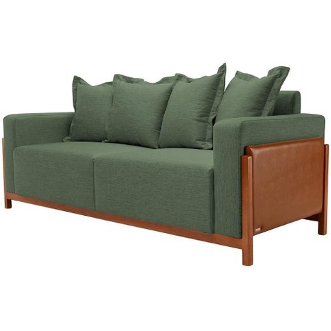 Sofá 03 Lugares 178cm Khali B04 Linho Verde Couríssimo Whisky - Lyam