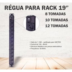 Regua Para Rack 19" 10 Tomadas Ipec - Cabo 1,10m - 4