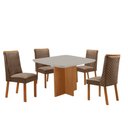 Ver imagem 2 de Mesa de Jantar Olimpia 90cm Tampo MDF Vidro Canto Copo com 4 Cadeiras Yasmin