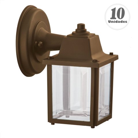 10 Luminária Arandela Vintage Externo Marrom Muro Jardim Alz18