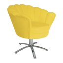 Ver imagem 3 de Poltrona Estofada Hall de Entrada Base Giratória de Metal Pétala Suede Amarelo - LM DECOR