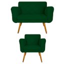 Ver imagem 1 de Kit Namoradeira e 1 Poltrona Estofada Para Sala de Tv Isabella Suede Verde - LM DECOR
