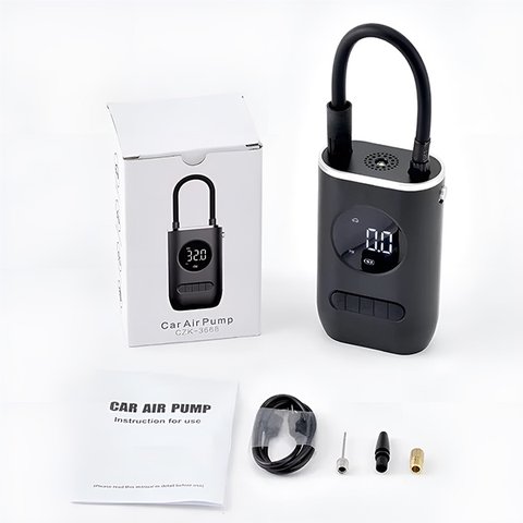 Compressor Portátil Elétrico para Pneu de Carro Moto Bicicleta e Bola Bomba de Ar Recarregável:preto