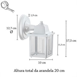 12 Arandela Externo Vintage Branco Muro Parede Rustico Alz19 - 5
