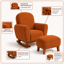 Ver imagem 2 de Poltrona Amamentação Nuvem Base Balanço com Puff Suede:Suede Terracota