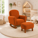 Ver imagem 1 de Poltrona Amamentação Nuvem Base Balanço com Puff Suede:Suede Terracota