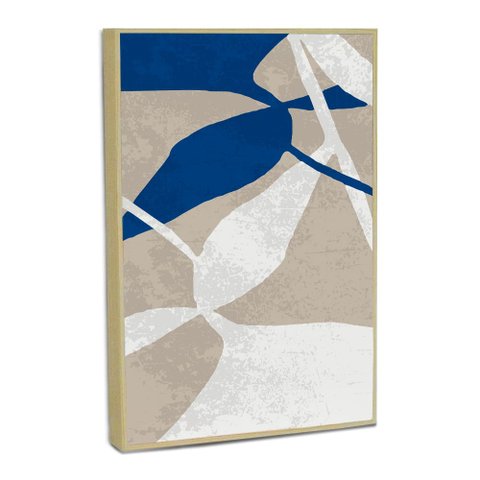Quadro Decorativo Vibra Abstrato Flowers Blue com Moldura Filete