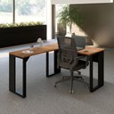 Ver imagem 1 de Escrivaninha em L Industrial 150 cm X 150 cm Escritório Corporativo F5 Office Cor:Nogal com Preto