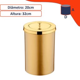 Lixeira 8l Tampa Cesto Lixo Banheiro Dourado Future - 4