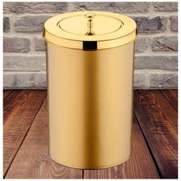 Lixeira 8l Tampa Cesto Lixo Banheiro Dourado Future - 2
