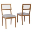 Ver imagem 1 de Kit 2 Cadeiras Estofadas Madeira Maciça 22155 Linho Cinza Ornar