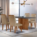 Ver imagem 1 de Sala de Jantar Mesa Olímpia 120cm em Mdf e 4 Cadeiras Athenas Moderna