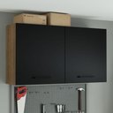 Ver imagem 1 de Armário Aéreo Multiuso 120cm 2 Portas Rustic/preto Agata Madesa Rustic/preto