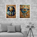 Ver imagem 2 de Kit 2 Quadros Decorativos Artes Egípcias 45x34cm - com Vidro:moldura Branca