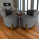 Ver mais imagens de Kit 2 Poltronas Decorativa Mônaco Suede Cinza
