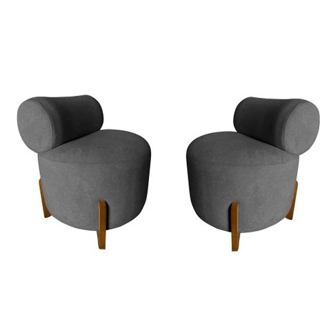 Kit 2 Poltronas Decorativa Mônaco Suede Cinza