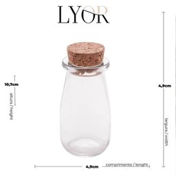 Mini Pote Decorativo com Rolha 100ml 10,5x5cm em Vidro Lyor Lembrancinhas Porta Mantimentos - 5