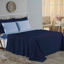 Ver imagem 1 de Jogo de Cama Casal Viúva Nobre 4 Peças Malha 100% Algodão - Azul-marinho / Azul-bebê
