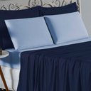 Ver imagem 3 de Jogo de Cama Casal Viúva Nobre 4 Peças Malha 100% Algodão - Azul-marinho / Azul-bebê