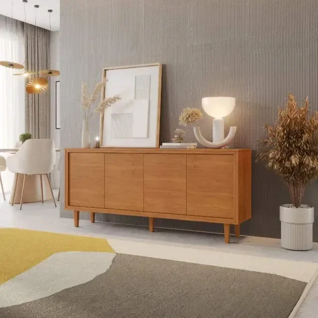 Ver imagem 3 de Buffet Dux 4 Portas 100% MDF Gaveta Interna Naturalle