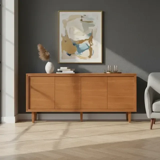 Ver imagem 4 de Buffet Dux 4 Portas 100% MDF Gaveta Interna Naturalle