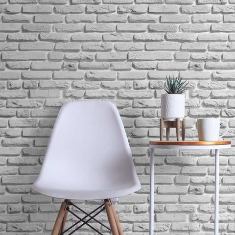 Papel de Parede Adesivo Vinilico Tijolinho Branco Gelo 12m