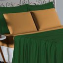 Ver imagem 3 de Jogo de Cama Casal Viúva Nobre 4 Peças Malha 100% Algodão - Verde-bandeira / Cobre
