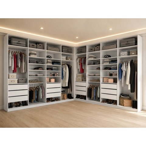 Closet Casal Duplo 100% MDF BP 277x277cm 12 Gavetas Sion Branco