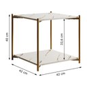 Ver imagem 4 de Mesa Lateral Quadrada G7002 com Pés de Metal Marmore Branco/dourado