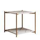 Ver imagem 3 de Mesa Lateral Quadrada G7002 com Pés de Metal Marmore Branco/dourado