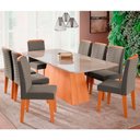 Ver imagem 1 de Conjunto Sala de Jantar Mesa 210x100 Cm e 8 Cadeiras Clarice Nature/off White/joli Cimol