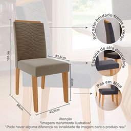 Conjunto Sala de Jantar Mesa 210x100 Cm e 8 Cadeiras Clarice Nature/off White/joli Cimol - 3