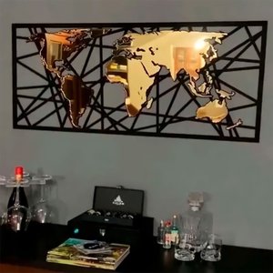 Quadro Decorativo Mapa-mundi Abstrato 100x50cm