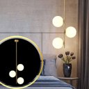 Ver imagem 2 de Luminária 82cm Pendente 3 Globos Vidro Jabuticaba Metal Dourado Teto Gimpo Kjdd-e-072-gold