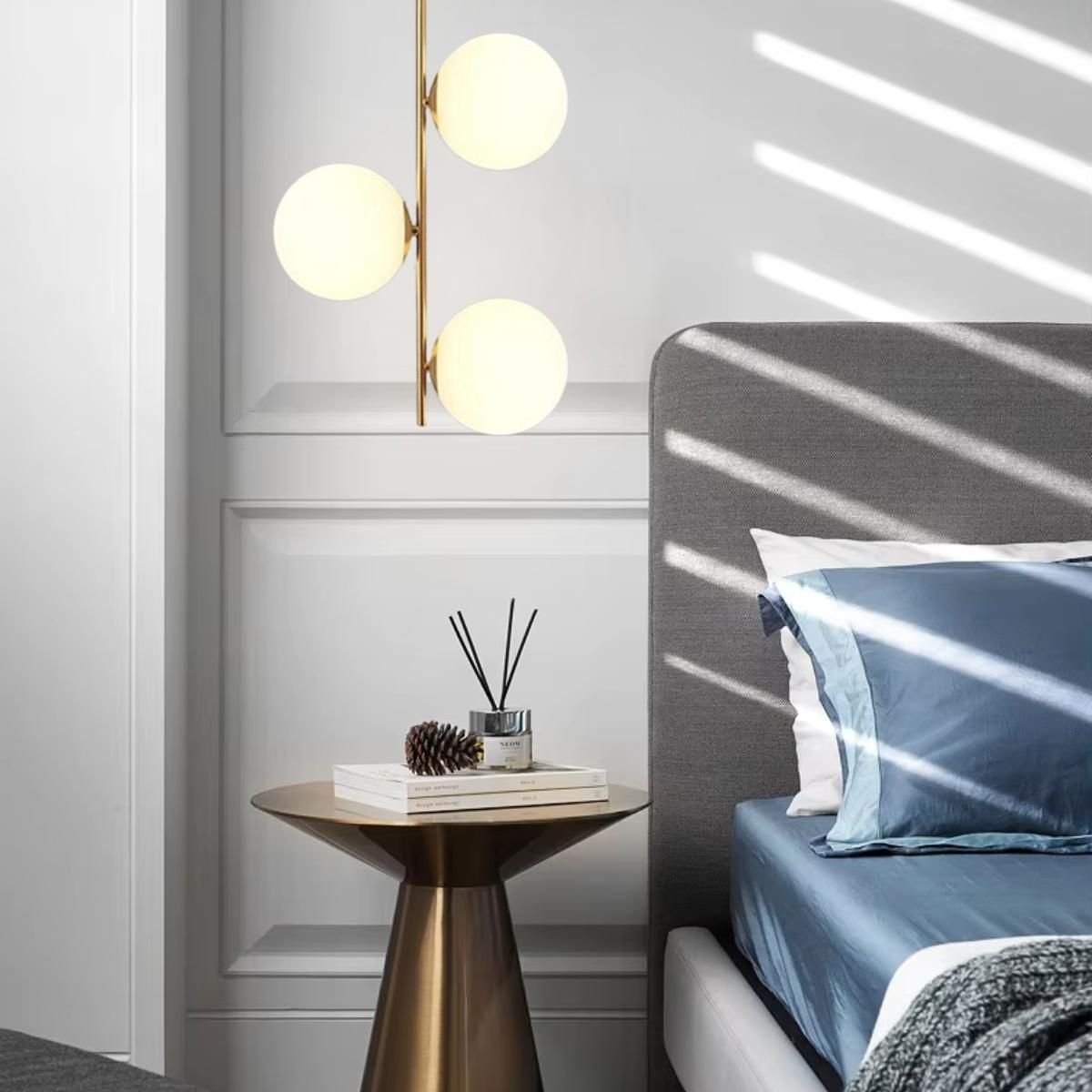 Ver imagem 7 de Luminária 82cm Pendente 3 Globos Vidro Jabuticaba Metal Dourado Teto Gimpo Kjdd-e-072-gold