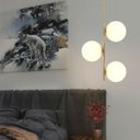 Ver imagem 6 de Luminária 82cm Pendente 3 Globos Vidro Jabuticaba Metal Dourado Teto Gimpo Kjdd-e-072-gold