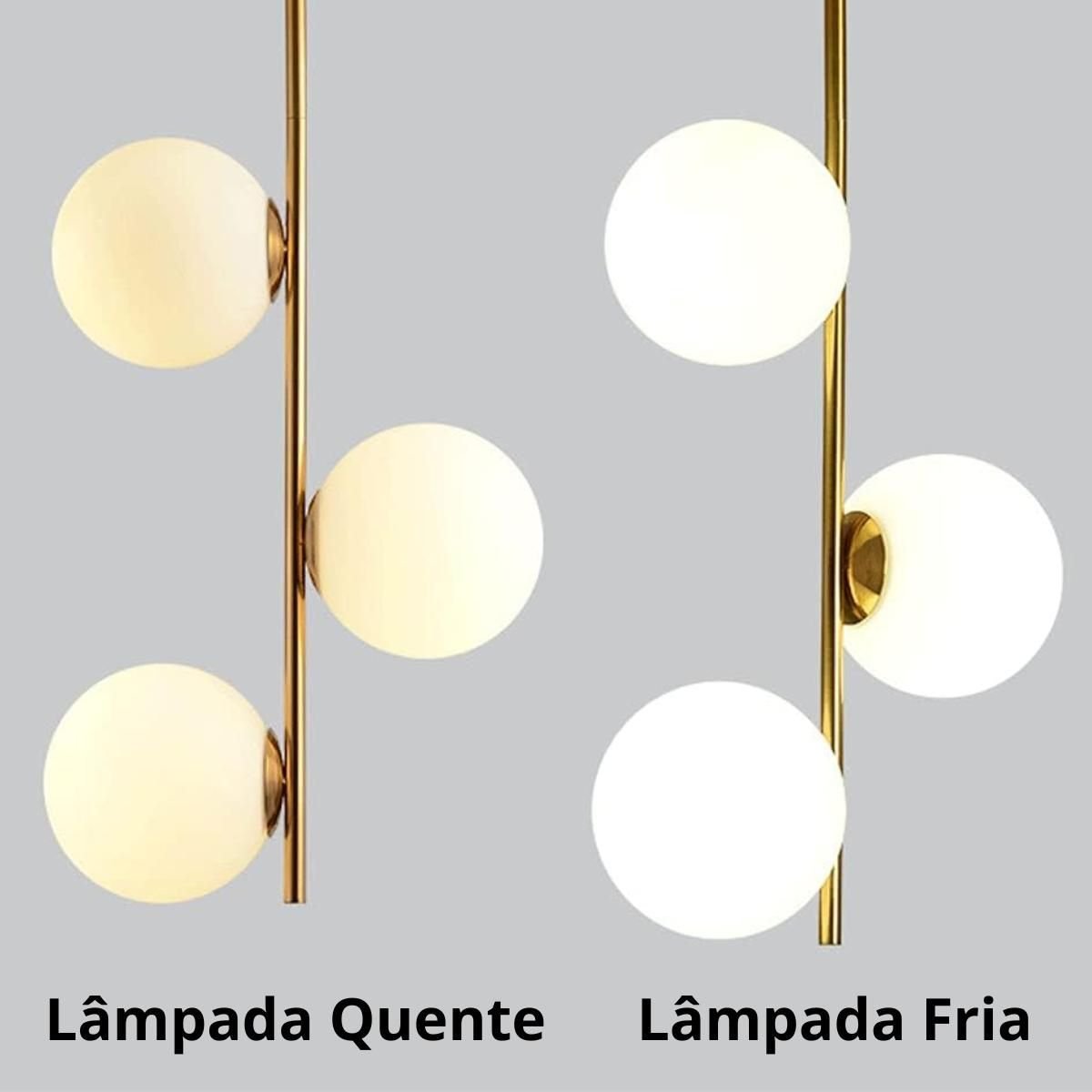 Ver imagem 4 de Luminária 82cm Pendente 3 Globos Vidro Jabuticaba Metal Dourado Teto Gimpo Kjdd-e-072-gold