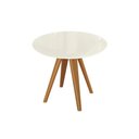 Ver imagem 1 de Mesa Multiuso Cozinha Duna Premium Madeira Maciça c/ Tampo Madeirado c/ Vidro 105x105cm Carvalho/