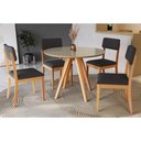 Ver imagem 7 de Mesa Multiuso Cozinha Duna Premium Madeira Maciça c/ Tampo Madeirado c/ Vidro 105x105cm Carvalho/