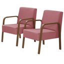 Ver imagem 1 de Kit 2 Poltronas 1 Lugar Jade Braço Madeira D Salla Rosa