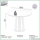 Ver imagem 6 de Mesa de Jantar Redonda Base Ripada C/ 4 Cadeiras 100% Mdf Cor:off White com Freijó e Tweed Claro