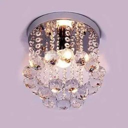 Lustre de Cristal Legítimo K9 Redondo Sala Quarto Hall Base Inox Soquete Comum E27 - 1