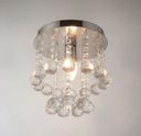 Ver imagem 2 de Lustre de Cristal Legítimo K9 Redondo Sala Quarto Hall Base Inox Soquete Comum E27
