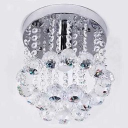 Lustre de Cristal Legítimo K9 Redondo Sala Quarto Hall Base Inox Soquete Comum E27 - 2
