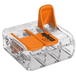 Kit com 02 Conector Wago Emenda 3 Fios Mod 221-413 - 1 Kit com 02 Conector Wago Emenda 3 Fios Mod 221-413 - 1