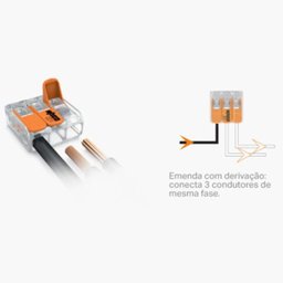 Kit com 02 Conector Wago Emenda 3 Fios Mod 221-413 - 2 Kit com 02 Conector Wago Emenda 3 Fios Mod 221-413 - 2