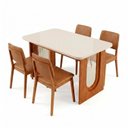 Ver imagem 3 de Conjunto Sala de Jantar 1 Mesa Retangular Tali 130cm 4 Cadeiras Miriti CabeCasa MadeiraOriginals