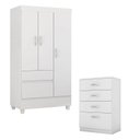 Ver imagem 1 de Cômoda Astral e Guarda Roupa Solteiro Wind Branco Flex - Demóbile