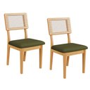 Ver imagem 3 de Kit 6 Cadeiras Estofadas Sala de Jantar Encosto em Tela Carvalho Rose/ Verde - Dalla Costa