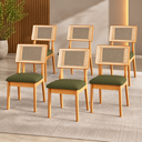 Ver imagem 1 de Kit 6 Cadeiras Estofadas Sala de Jantar Encosto em Tela Carvalho Rose/ Verde - Dalla Costa